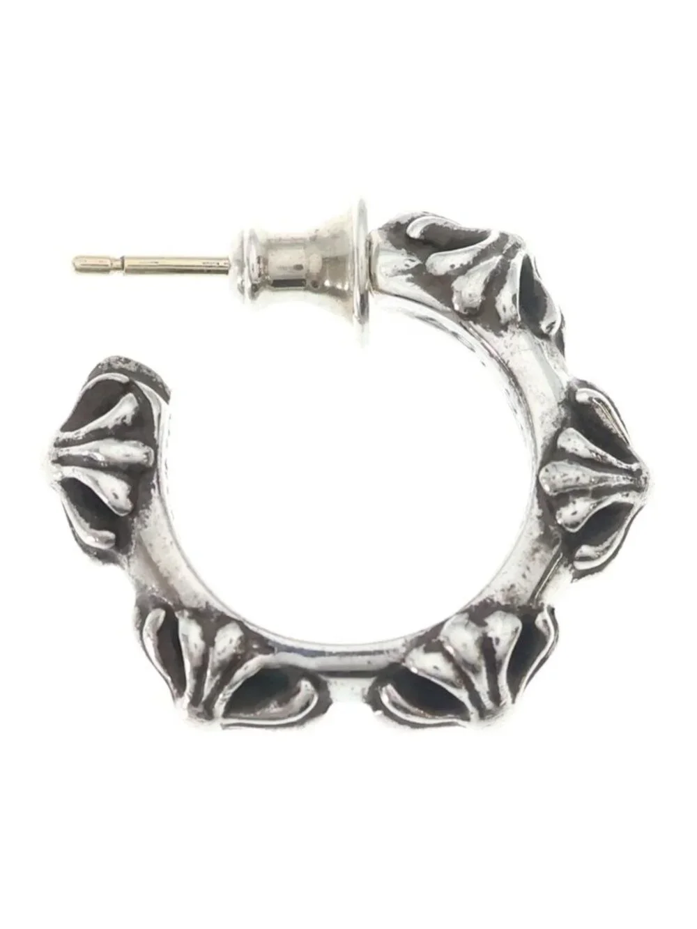 Chrome Hearts Hoop Cross Band Earrings Silver